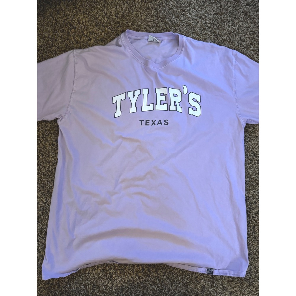 Techstyles Tyler's Texas Graphic T-Shirt Lavender Purple Mens XL Collegiate Tee